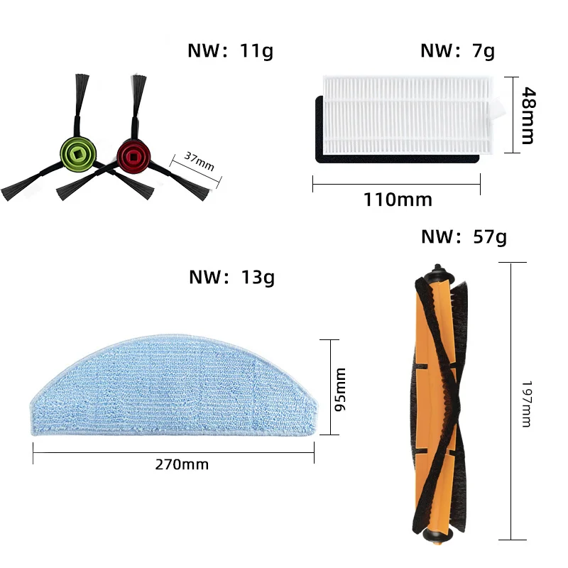 Compatible For Xiaomi Lydsto G2/G2D Vistefly M203 Robot Vacuum Cleaner HEPA Filter Main Side Brush Mop Cloth Dust Bag Parts