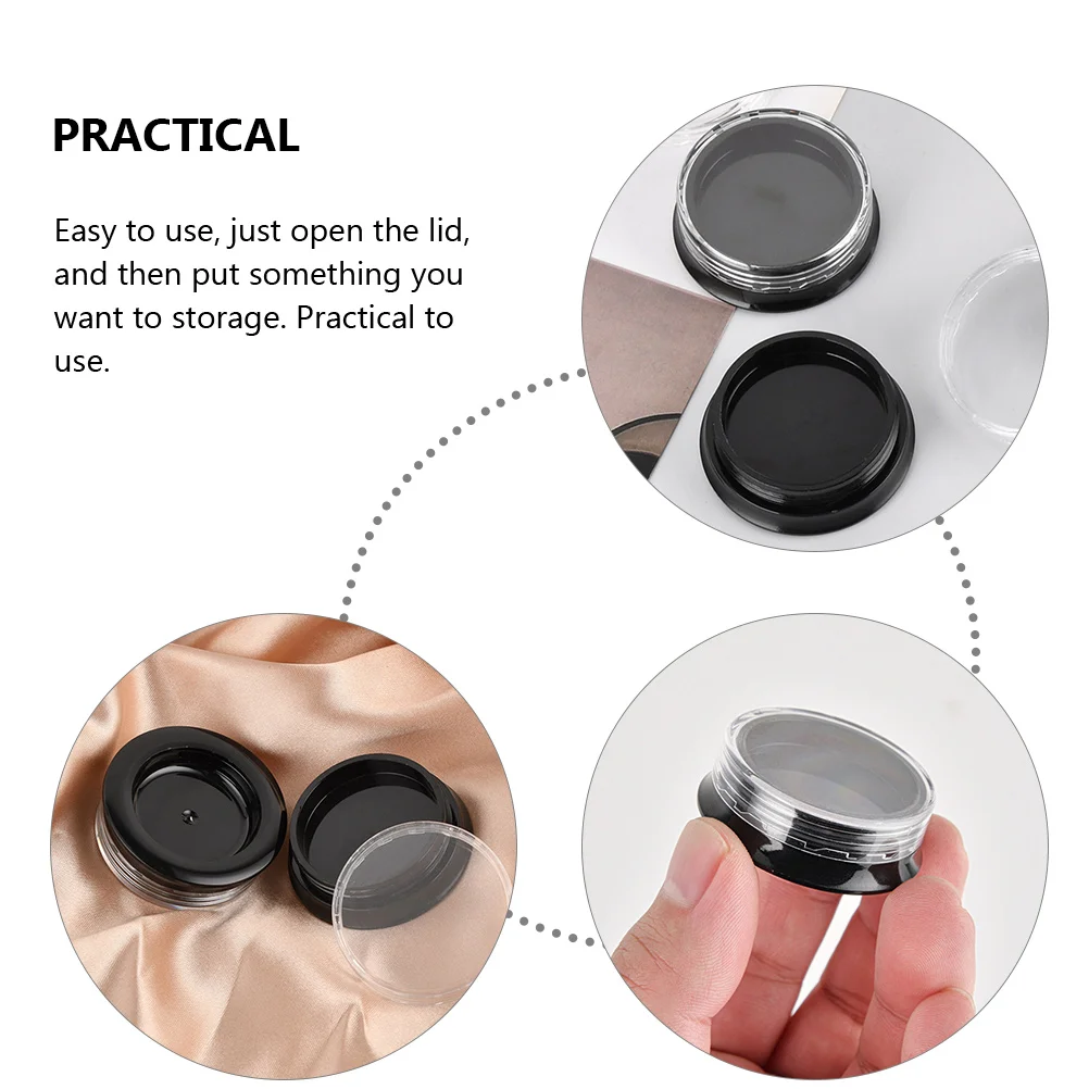 

20pcs Acrylic Nail Organizer Box Bottles Black Rhinestone Containers for Nail Travel Size Portable Makeup Case