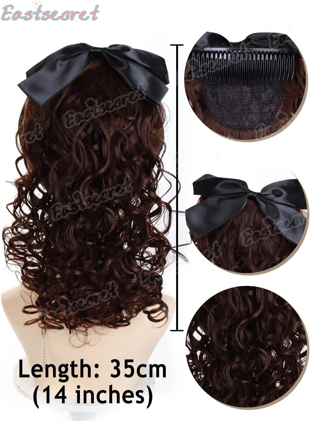 شعر مستعار صناعي على شكل ذيل حصان للنساء على شكل فراشة مشط إدخال على شكل ذيل حصان منفوش طبيعي يزيد من حجم تجعيد لوليتا عتيق #4