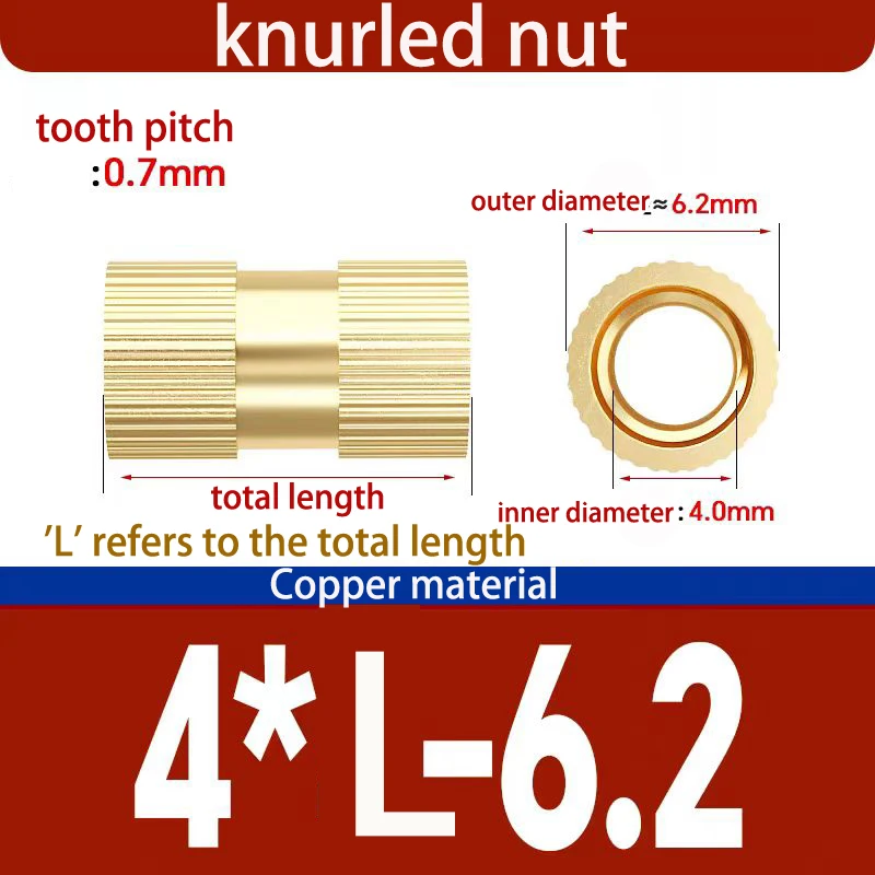 Metrische Messing-Gewindeeinsatzmutter, gerändelte Kupfereinsätze, thermisch eingepresstes Befestigungselement für 3D-gedruckte Kunststoffteile – Detail 3