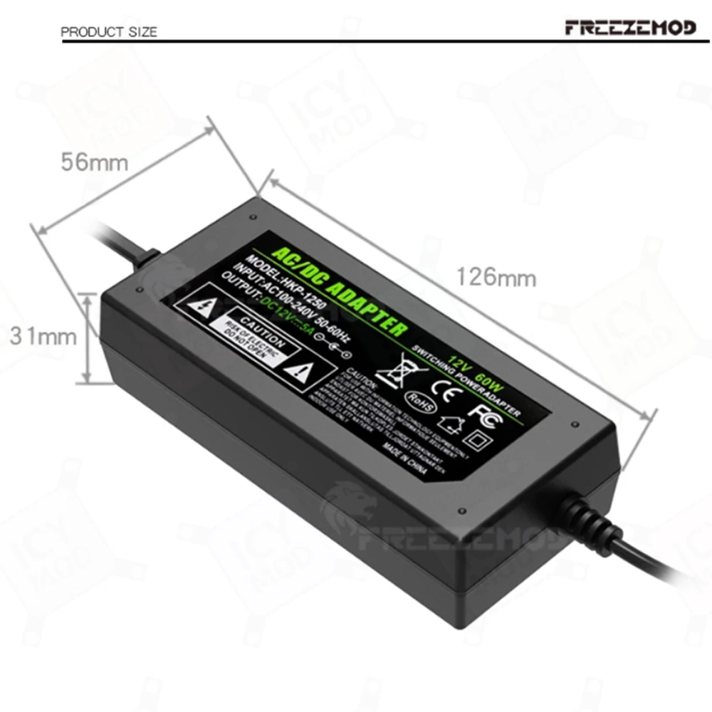 FREEZEMOD Notebook Water Cooling Dedicated Power Supply Input Voltage AC100-240V DC12V 5A 60W Interface Size DC5.5*2.1mm HKP1250