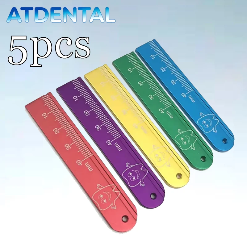 5Pcs Colorful Dental Endo Rulers, Root Canal Length Measuring Ruler with Span Scale for Dentists