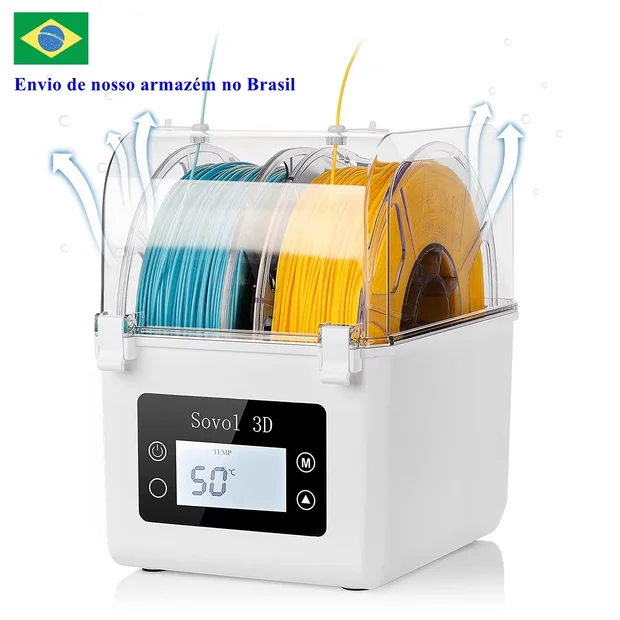 Sovol Secador de filamento, suporte de carretel desidratador de filamento SH01, caixa seca para manter o filamento seco durante a impressão 3D, compatível com filamento de 1,75 mm