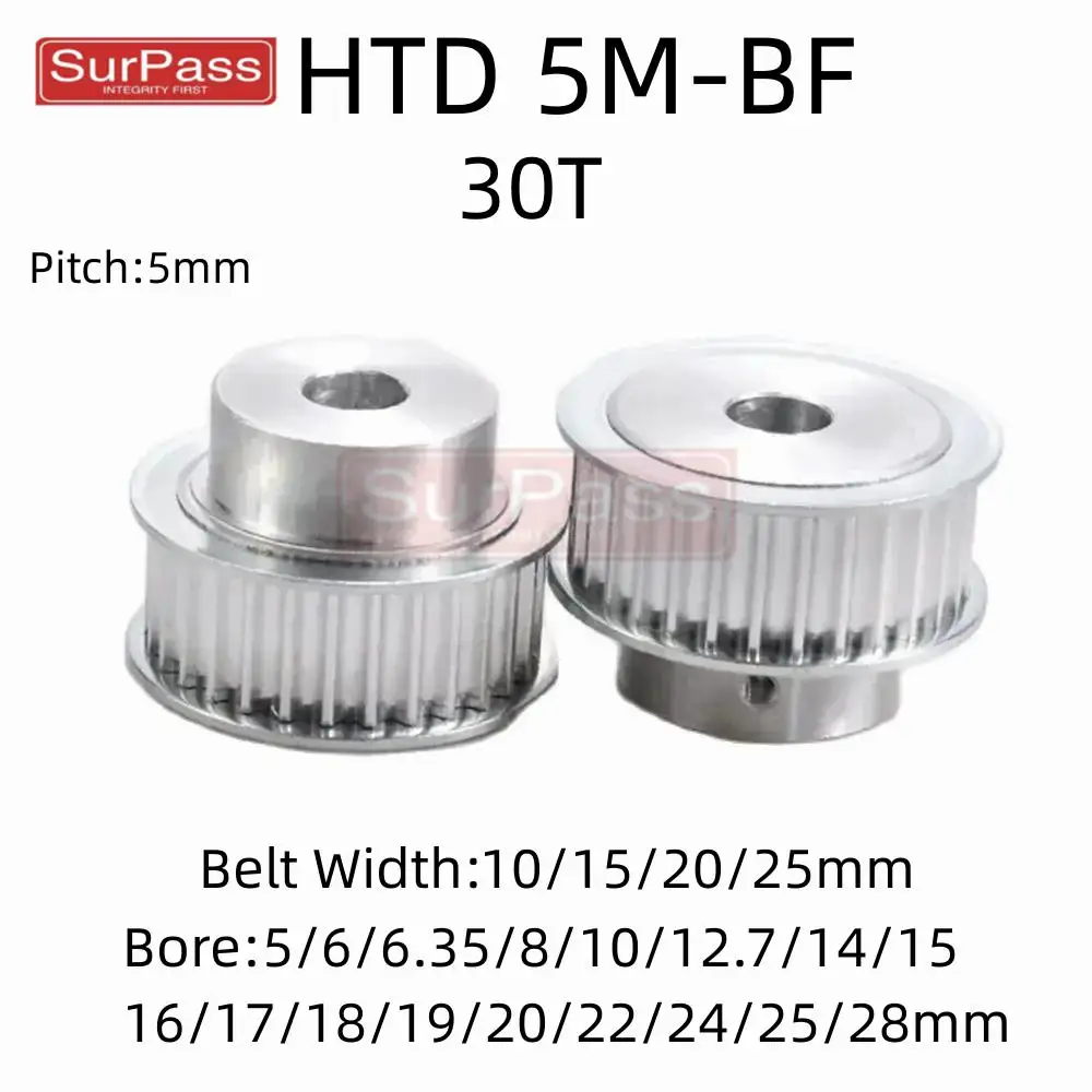 HTD 5M 30 Teeth BF Type Synchronous wheel Bore 5mm-28mm for 10/15/20/25mm Width Belt Used In Linear timing Pulley 5GT