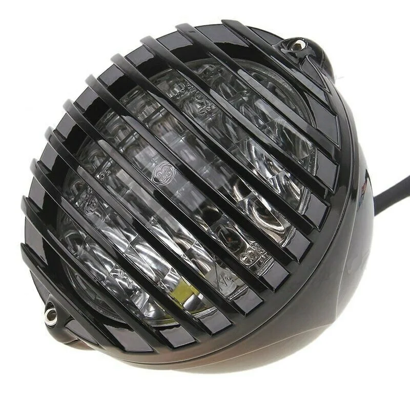 Motorcycle Grill Headlight with Brackets Retro Motorcycle Headlight for CAFE RACER BOBBER XS650 CB750 XL TRI Vintage Front Light