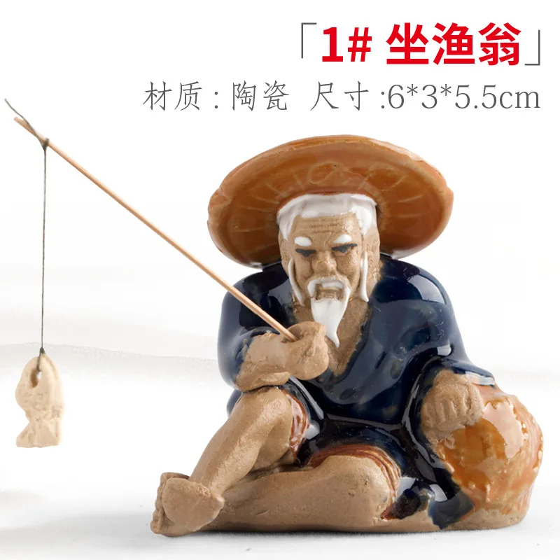 Ceramics Fisherman Boat Figurines for Aquarium Fish Tank Lanscape Bonsai Rockery Ornament Decoration Fairy Garden Home Decor