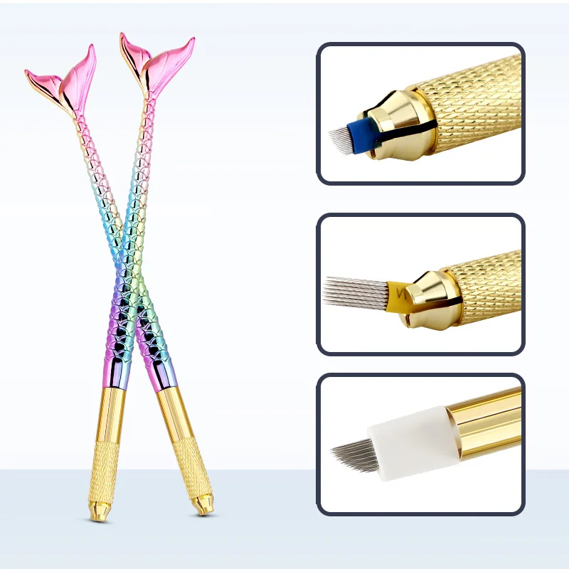 1pc Beauty Mermaid Manual Tattoo Pen Machine Permanent Makeup Eyebrow Hand Tool 3D Microblading Eyebrow Tattoo Tool Supply