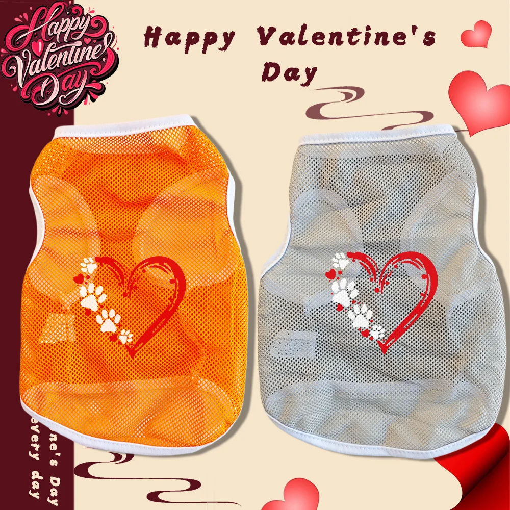 

Dog Paw Heart Pattern Cat/Dog Breathable Mesh Vest Small Dog Top