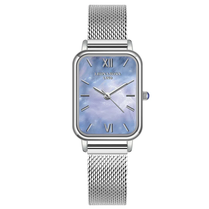 Orologio da polso da donna con quadrante in perla blu di lusso di moda da donna orologio da donna Casual in acciaio inossidabile pieno semplice orologio da donna piccolo