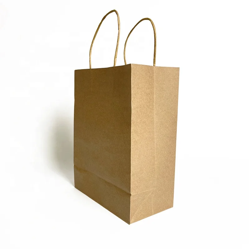 Customized product、Custom Printed Your Own Logo Food Grocery Brown handle Kraft White Paper Bags