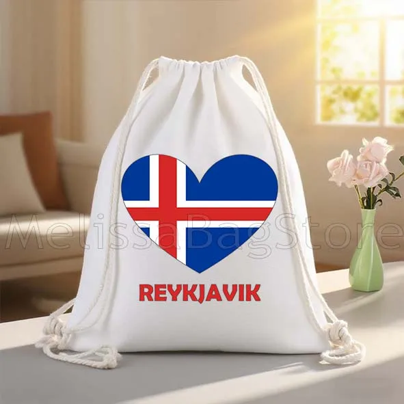 Malediven Norwegen Island Südkorea Spanien Schweden Herz Flagge Leinwand Kordelzug Taschen Fußball Rucksack Sackpack Geschenke String Taschen