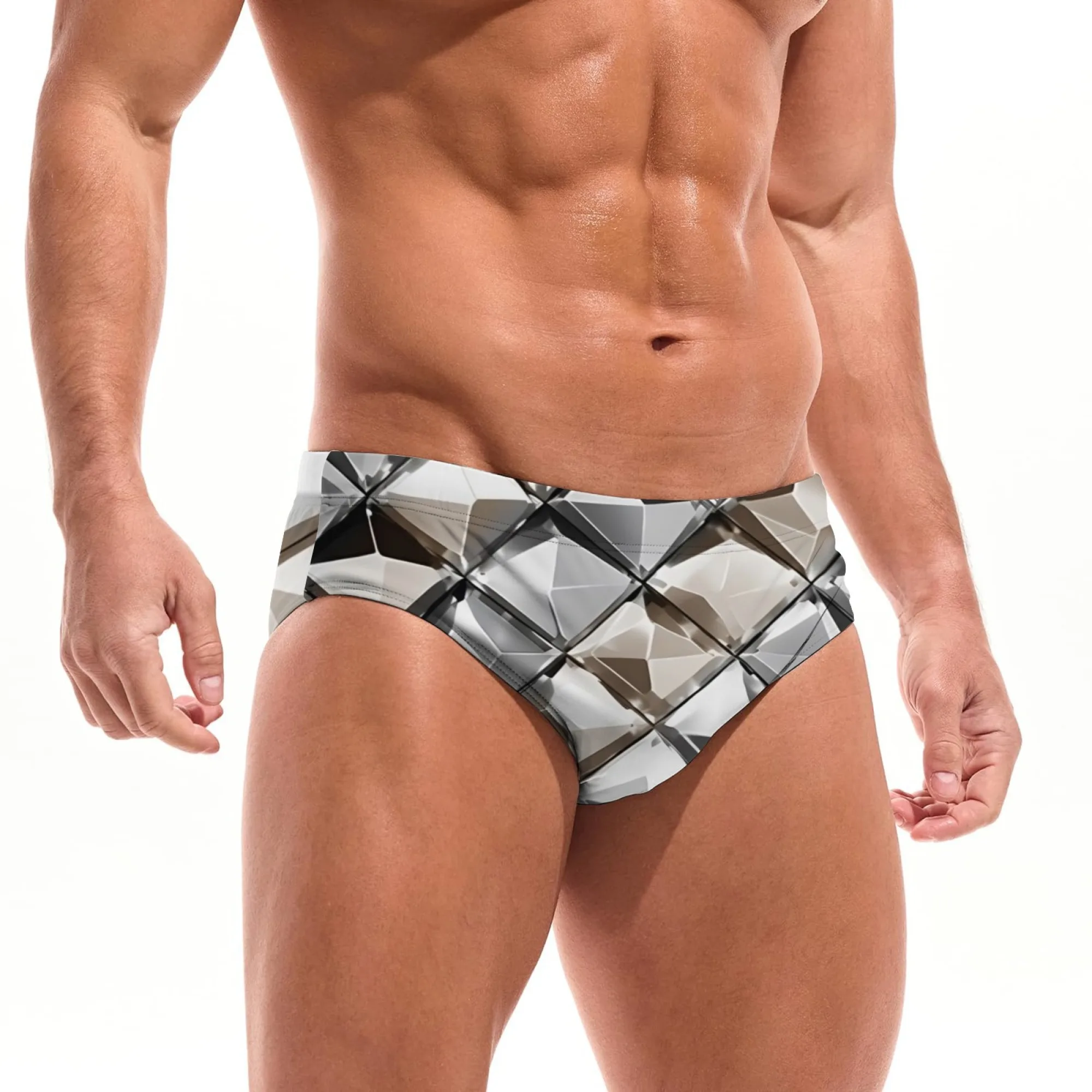 

Metallic Diamond Swim Trunks Quick-drying Breathable Non-slip Men's Triangle Trunks Water Sports Surfing Fitness Edgy Swimwear