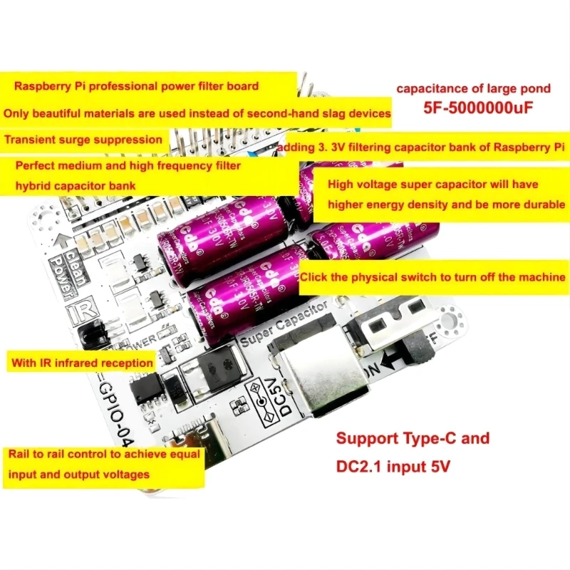 HIFI Power Filter Capacitor Stable Power Supply For RPi moode volumio Purification Module Board Dropshipping