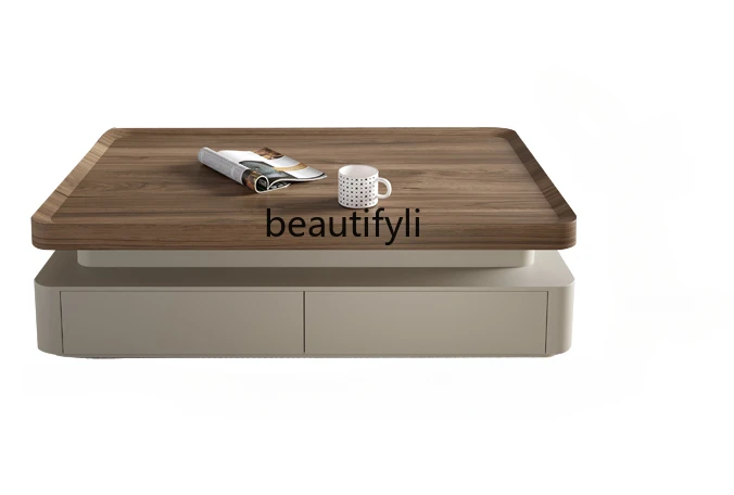 

Cream Style Coffee Table Living Room Home Small Apartment Minimalist Floor Coffee Table TV Cabinet Combination Retro Style