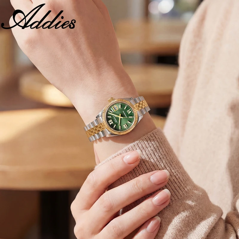 ADDIES 2026 Jam Tangan Mewah Pasangan Warna Pink Emas Kaca Safir Baja Tahan Karat BGW9 Luminous 5Bar Tahan Air Jam Tangan Kuarsa Hadiah