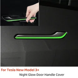 Cubierta de manija de puerta de coche para Tesla, Protector brillante, pegatina, envoltura, embellecedor, accesorios de carbono, nuevo Modelo 3 Highland, 2024, 4 piezas por juego