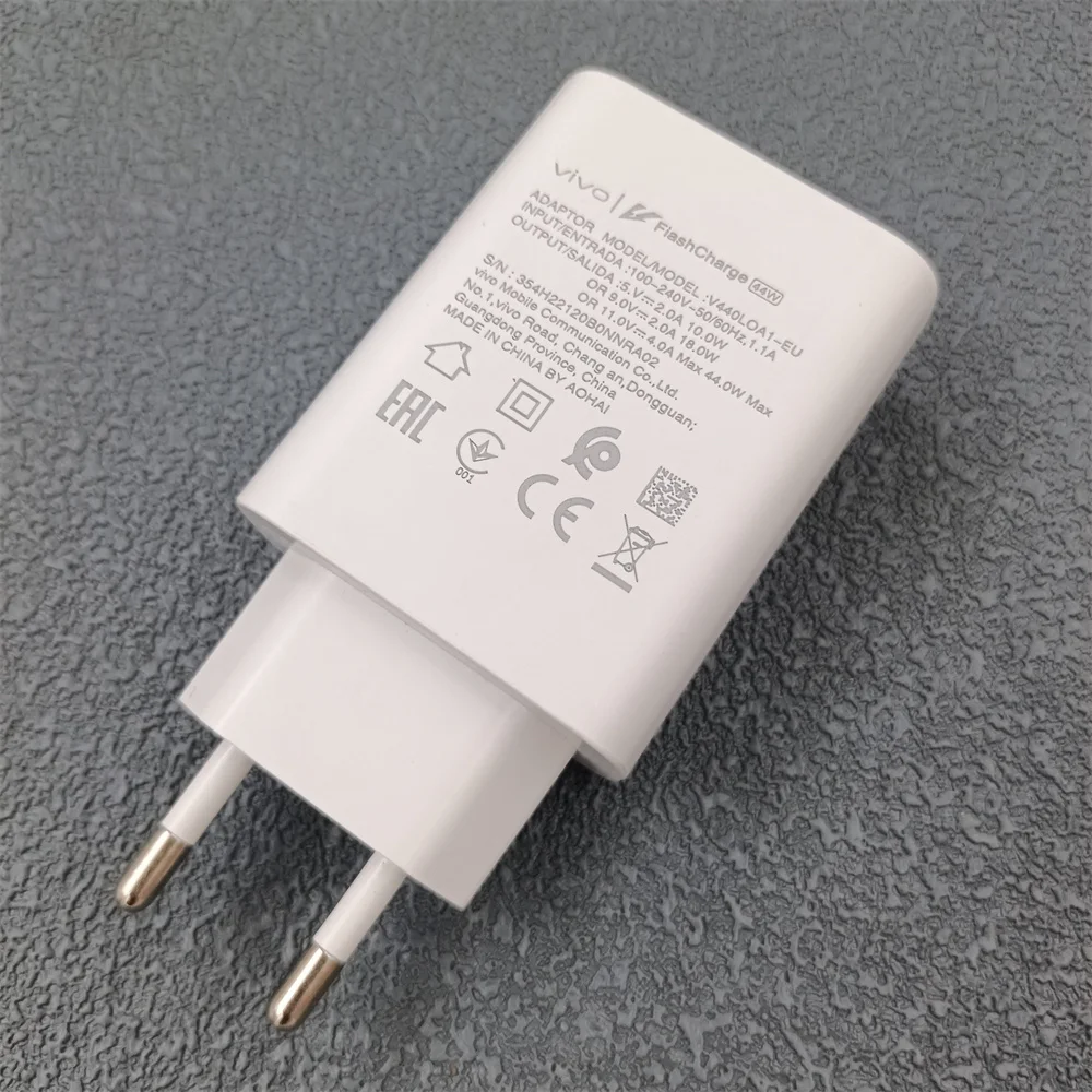 44W Original Vivo Fast Charger EU/US FlashCharge 2.0 Power Adapter Type C Cable For VIVO Y100  Y36 X50 X70 Pro Z7 Z6 V30 V23 V25 - náhled 5