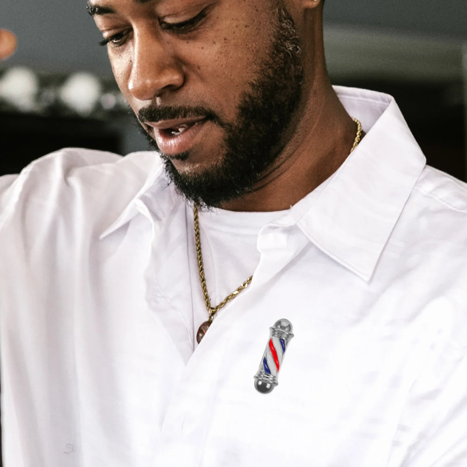 

2Pcs Barber Shop Pole Brooch Creative Lapel Pin Sweater Decorative Pin Gift for Hairdresser Clothing Accessories