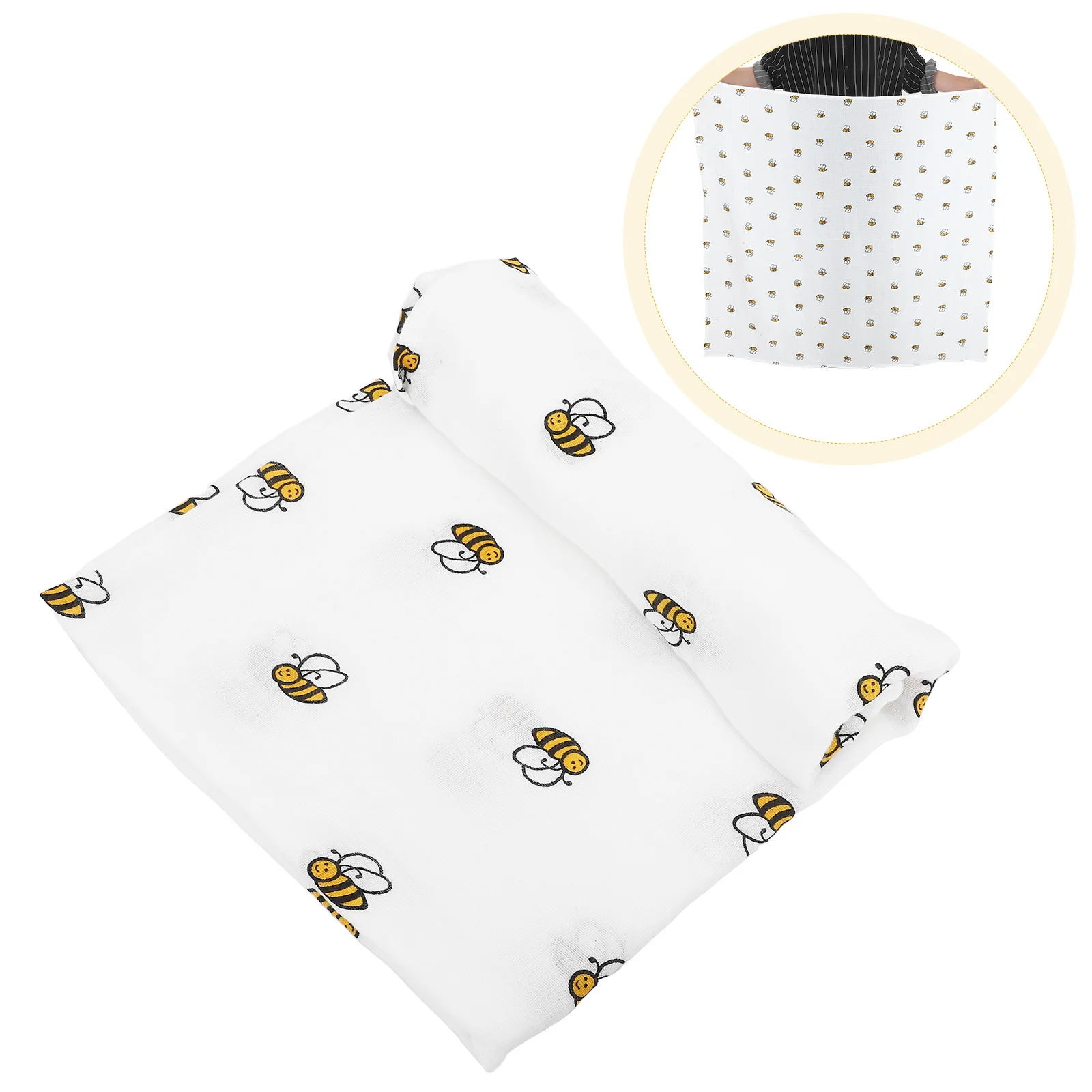

Newborn Infant Baby Cotton Swaddle Blanket Breathable Soft Gauze Lightweight Wrapping Bee Pattern Unisex Baby Shower