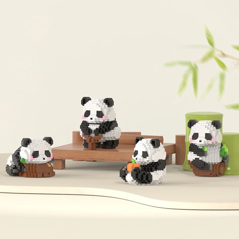 Mini Animal Kawaii Panda Cute Micro Building Blocks Model Bricks Figure A Box of Three Assembly Games Toys for Kid Gifts