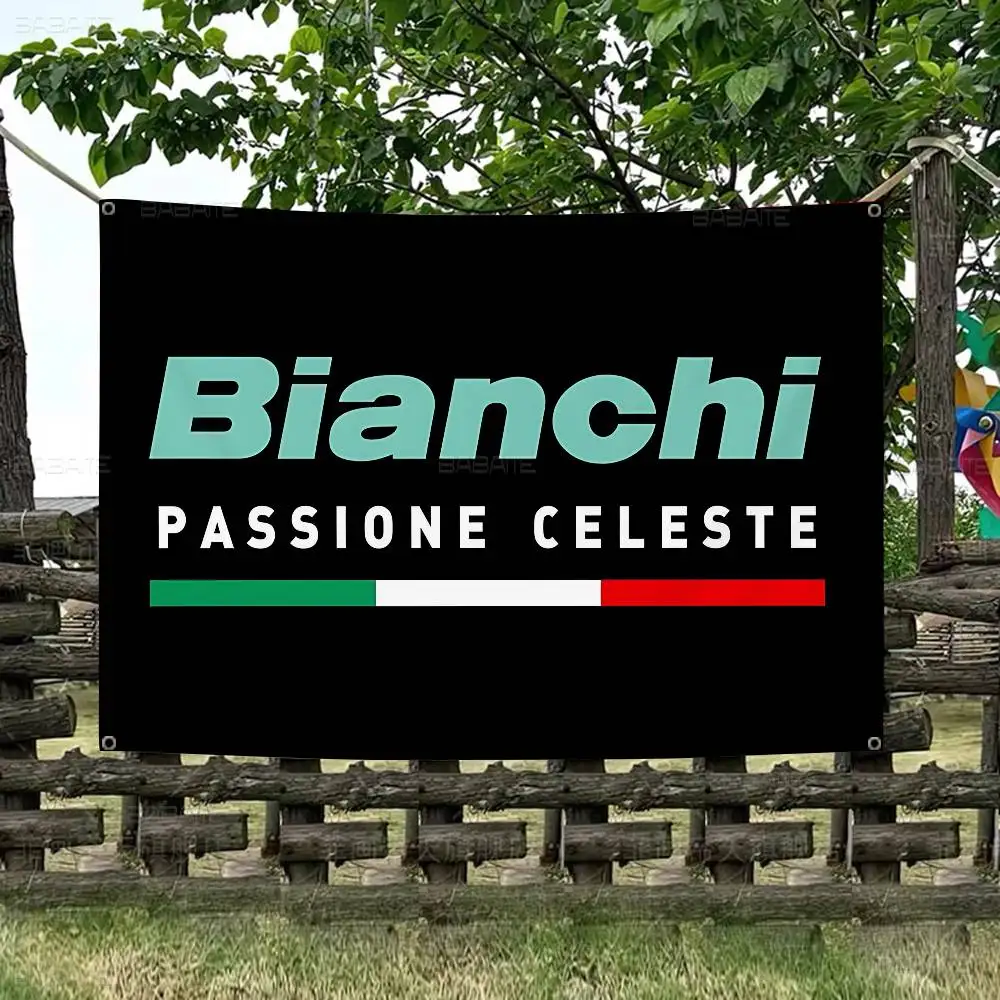 B-Bianchi Bike Banner Impresión artística Bandera de pared japonesa Anime Colgante de pared Decoración del hogar