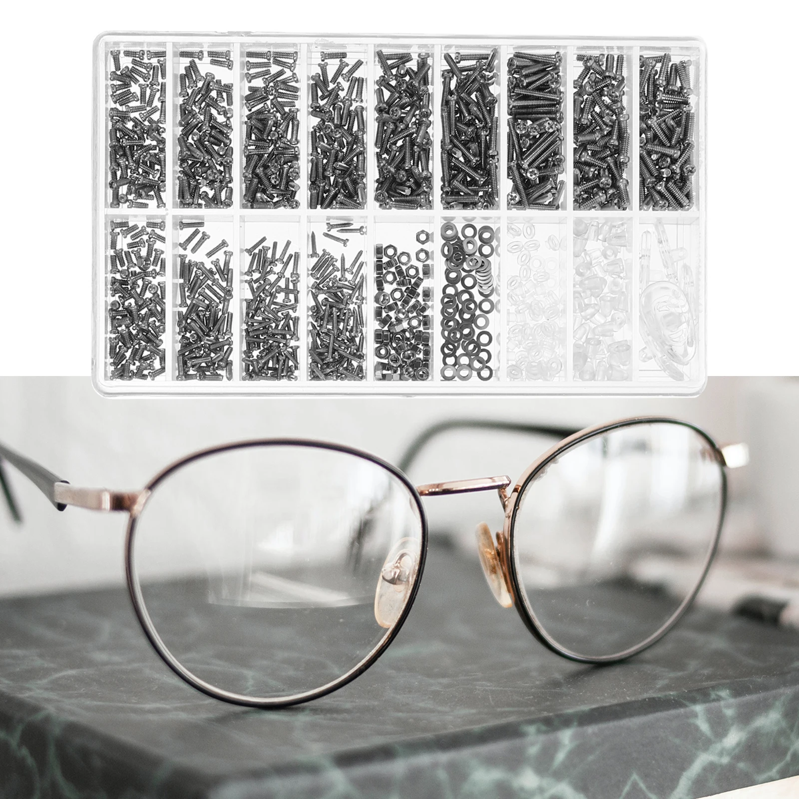 

Eyeglasses Repair Tool Kit Stainless Steel Aluminum Multi Functional Screwdrivers Parts Accessories Nose Pads Replacement