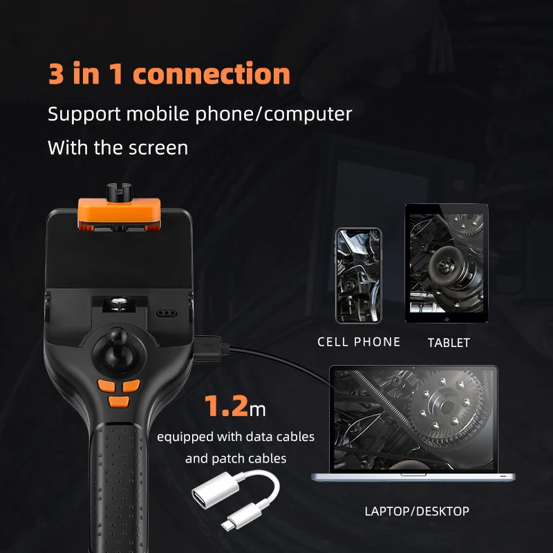 5.5mm 360 Degrees All Way Steering Industrial Borescope Endoscope for Car Pipe Inspection Sewer Camera With 8 Inch HD Screen