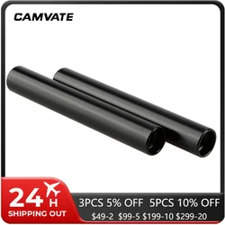 CAMVATE 2pcs Aluminum Alloy Standard 15mm Rods Camera Rail Rod M12 Female Thread 3.94