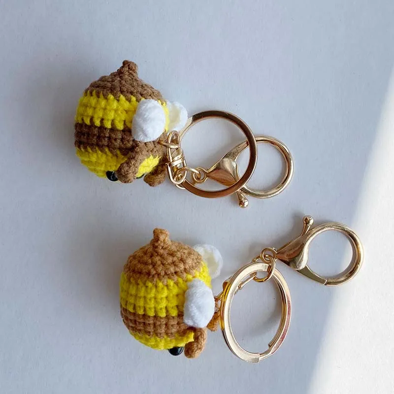 Knitting Bee Keychain Little Bees Novelty Keychain Pendant Keyring Keyholder Party reative Gifts High Quality Handmade Crafts