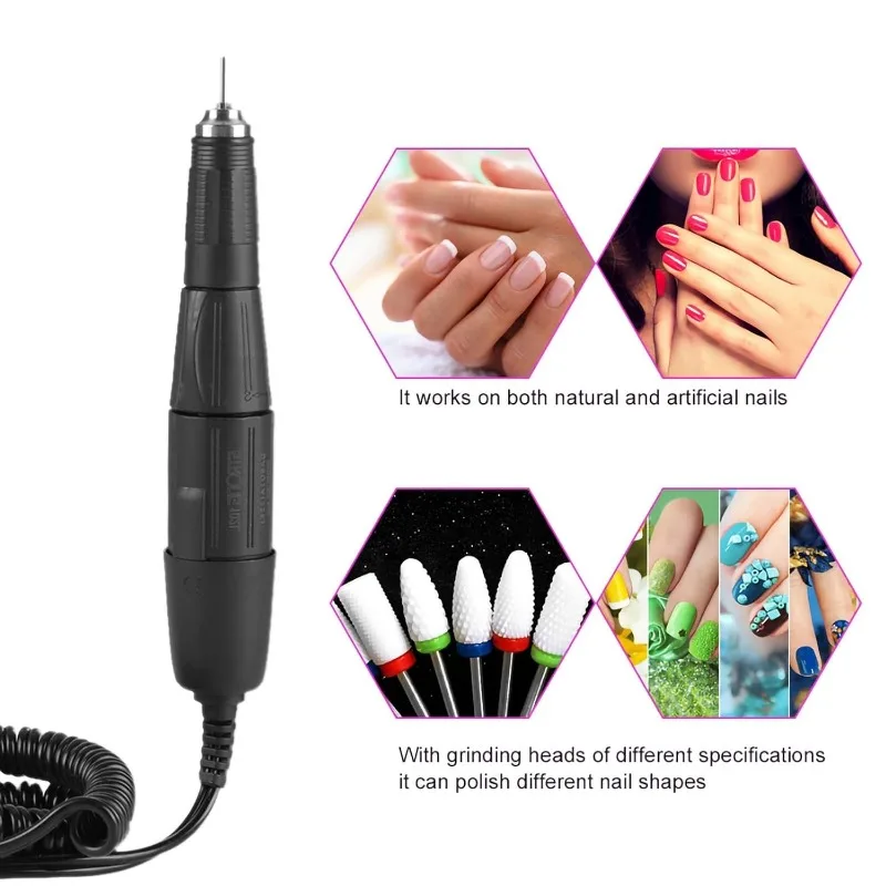 Taladro de uñas de 35000rpm, pieza de mano de repuesto, máquina de pulido de uñas de velocidad ajustable para manicura y pedicura, herramientas de forma de pulido