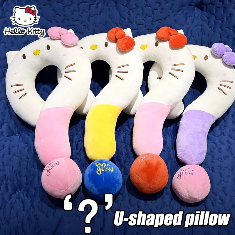 Hello Kitty U Shaped Pillow Creative Cartoon Question Mark Neck Pillow Kawaii Home Travel Soft Noon Break Sleep Pillows Gifts