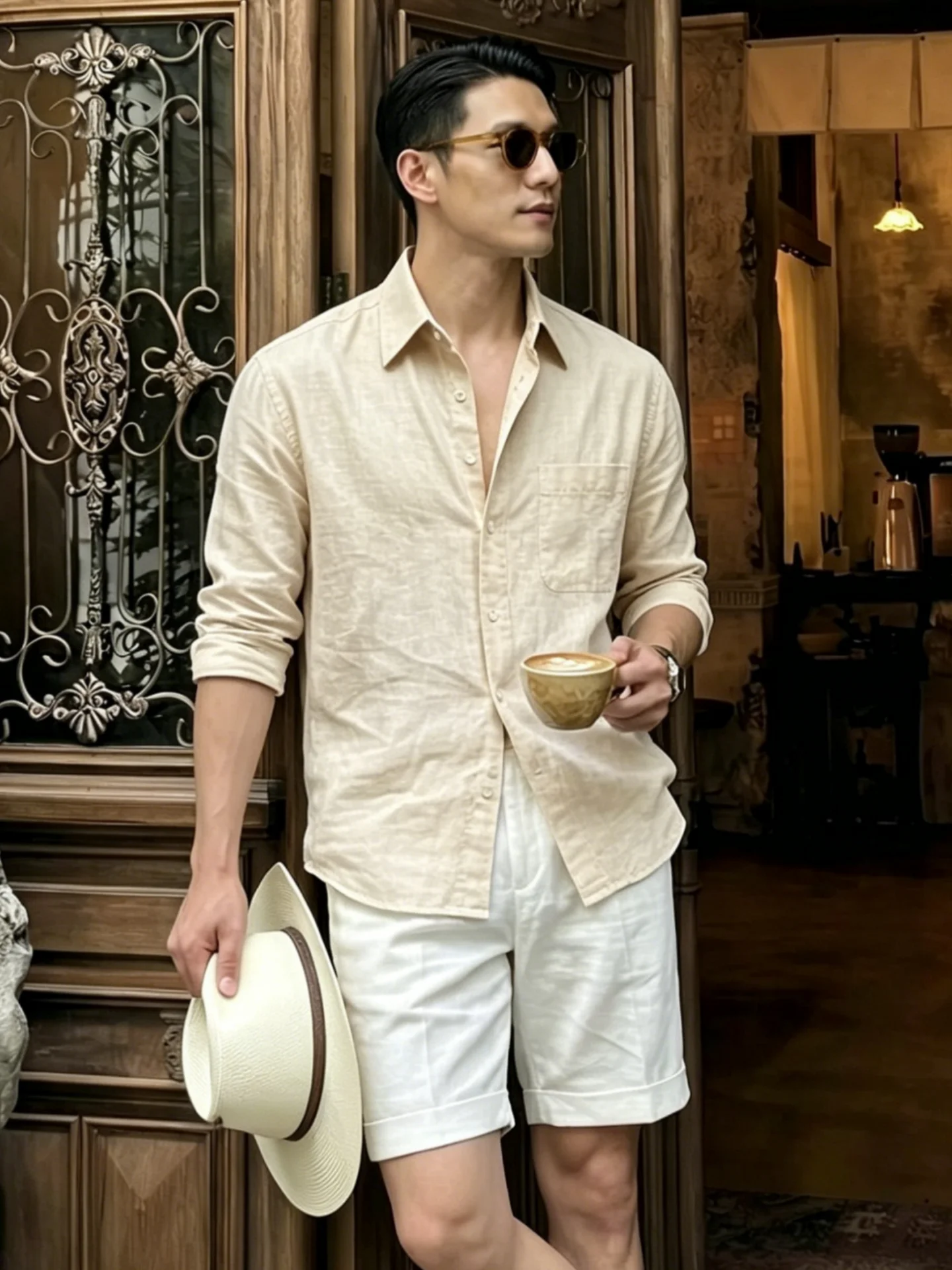 Lightweight Linen Long Sleeve Shirt Men Summer Loose Fit Sun Protection Outerwear Thin Style Comfortable Breathable Casual Shirt