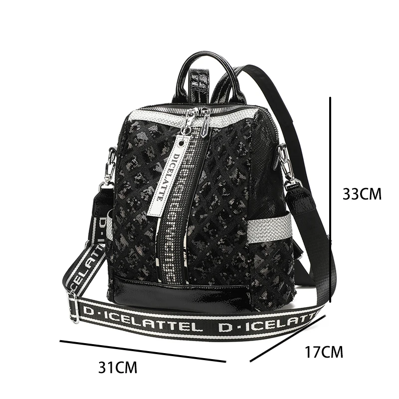 Fashionable Sequins Large Backpack Purse for Women, Adjustable Strap Crossbody, Perfect for College, School, Travel, Commuting