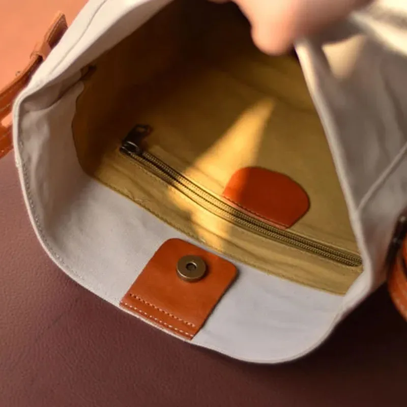 

AETOO Vintage cowhide spliced canvas Tote bag large capacity simple casual shoulder men's bag