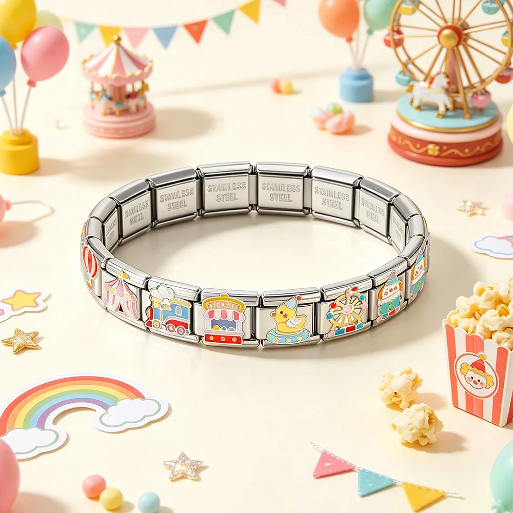 Neue Mode Freizeitpark Hauptserie Edelstahl-Schmuck Italienische Gliederkette Passend für 9mm Armband-Perlen Zubehör DIY – Detail 5