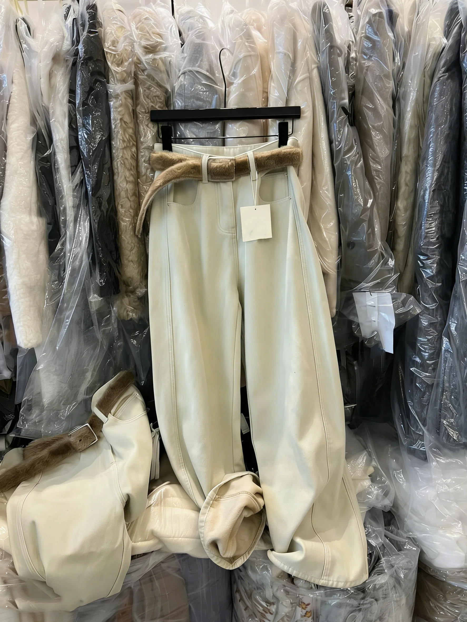 

Fce Lined Thi Джинсовые широкие брюки Женские повседневные длинные брюки прямого кроя с высокой талией Зимние новые корейские свободные брюки