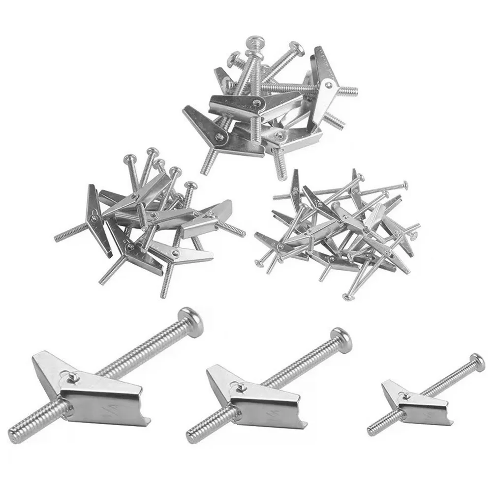 

1 Set Heavy Duty Steel Drywall Anchors Toggle Bolts 1/4 3/16 1/8 Inch Rust Resistant Durable Easy Install Removal For