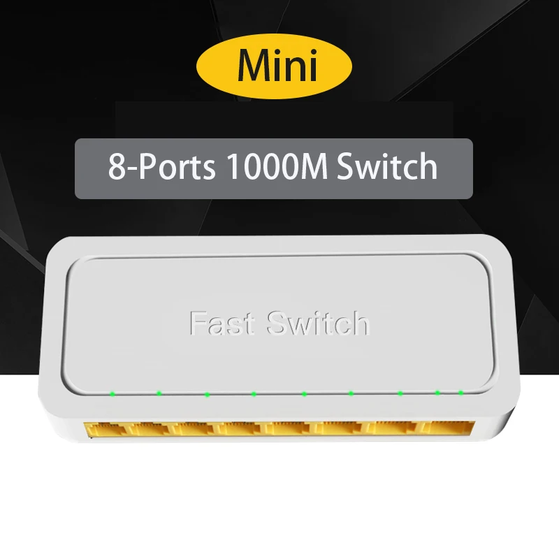 

RJ45 HUB Комутатор быстрого разделения Ethernet 10/100/1000 Мбит/с RJ-45 Адаптер локальной сети Интернет-сплиттер Адаптер 8-портовый сетевой коммутатор Gigabit