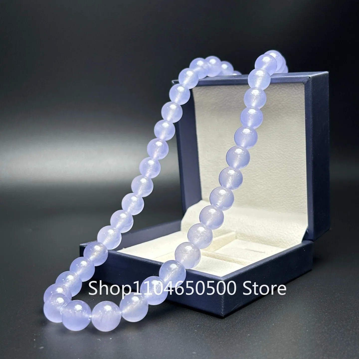 

12MM Certified Nature Perfect Ice Lavender Jade Jadeite Loose Bead Necklace