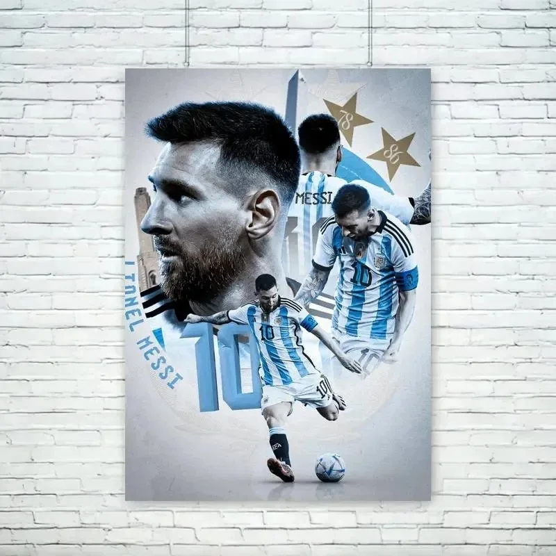 Football Star Messi C Ronaldo Poster Frameless Watercolour Painting Living Room Study Decoration Home Decor Collection Fan Gifts