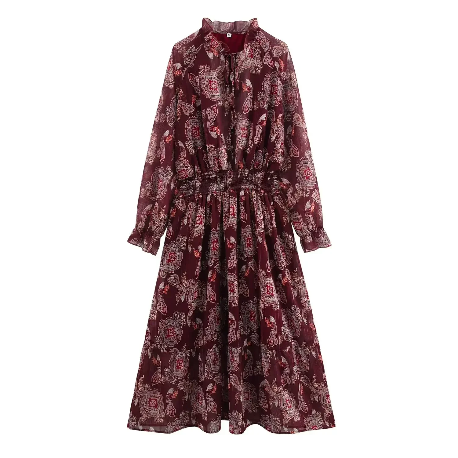 Damen Printting Sommer Midikleid Frau Lange Kleider mit Ärmeln Elegante Kleider Mittellanges elegantes Abendkleid 2509162