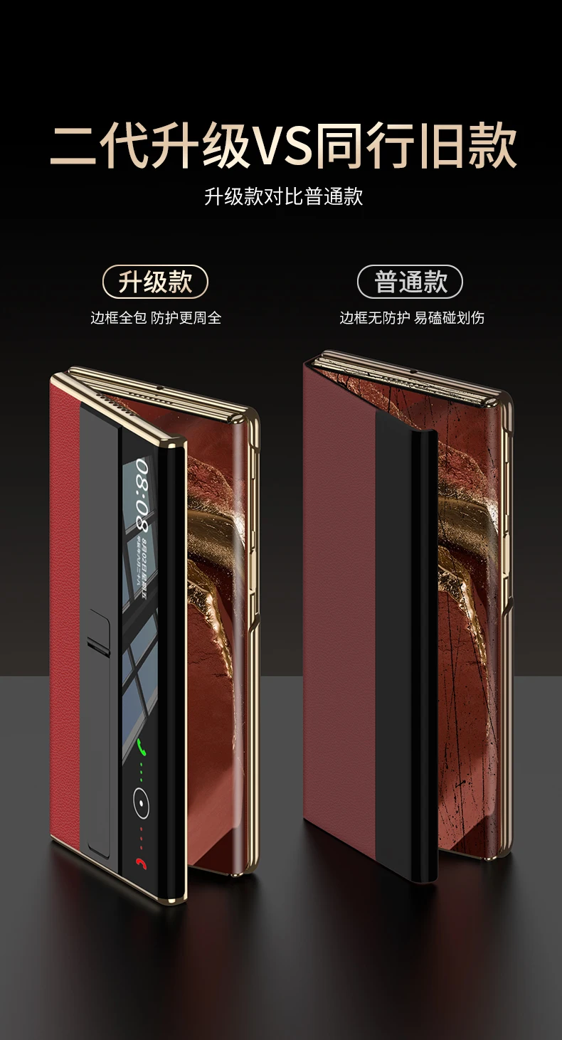 

For Huawei Mate XT Luxury Business High End Folding leather Ultra Thin With Kickstand Phone Case Cover