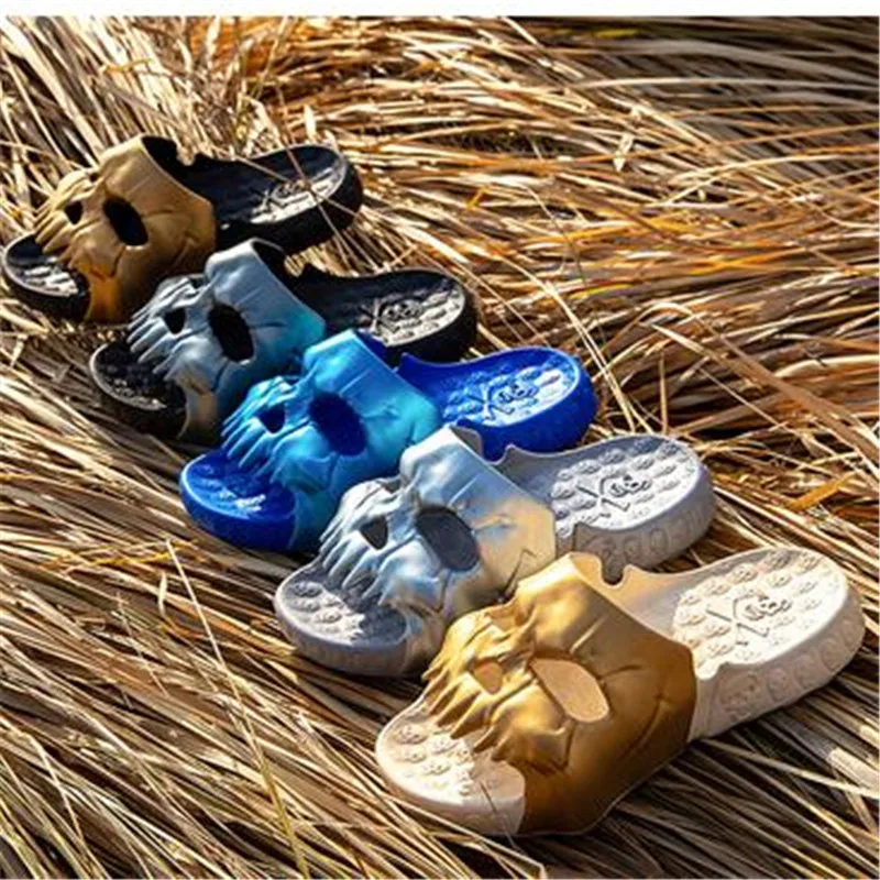 2023 Unisex Skull Slippers Fashion House Slippers Anti-Slip Soft Party Shoes Casual Men Women Lightweight Slides