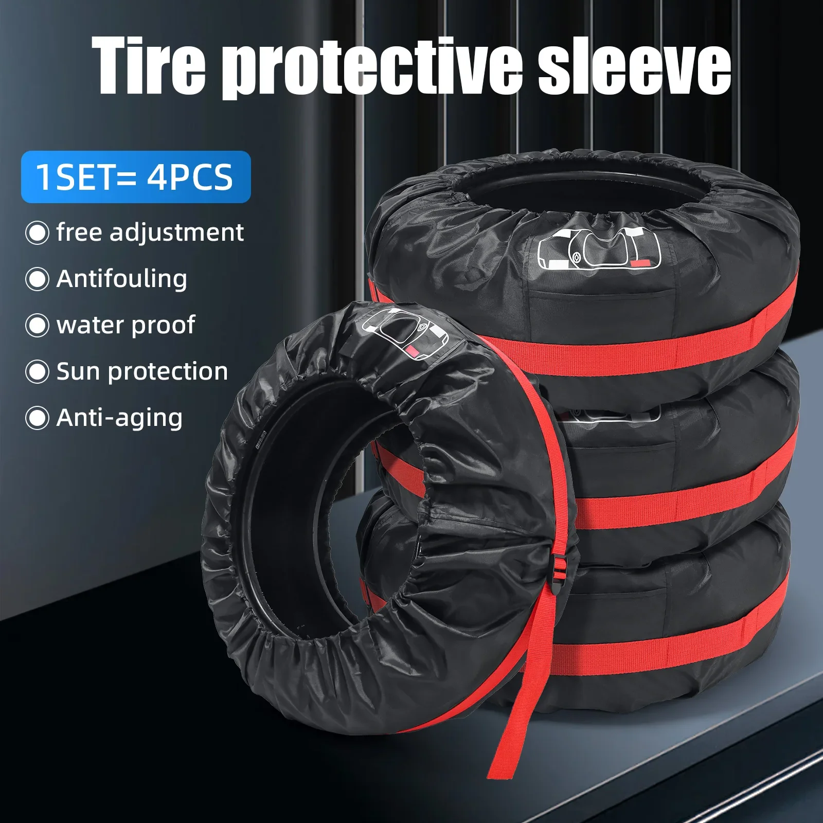 4PCS Car Spare Tire Cover Wheels Protetor Replacement Tire Cover Case Car Spare Tire Cover Storage Bags Carry Tote Polyester