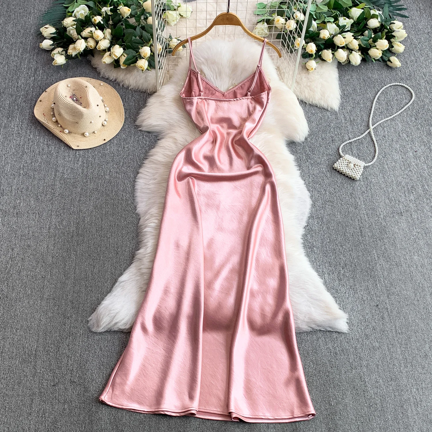 Robe brodée en satin sans manches, chic et élégante, mode coréenne, robes de cérémonie, vêtements pour femmes