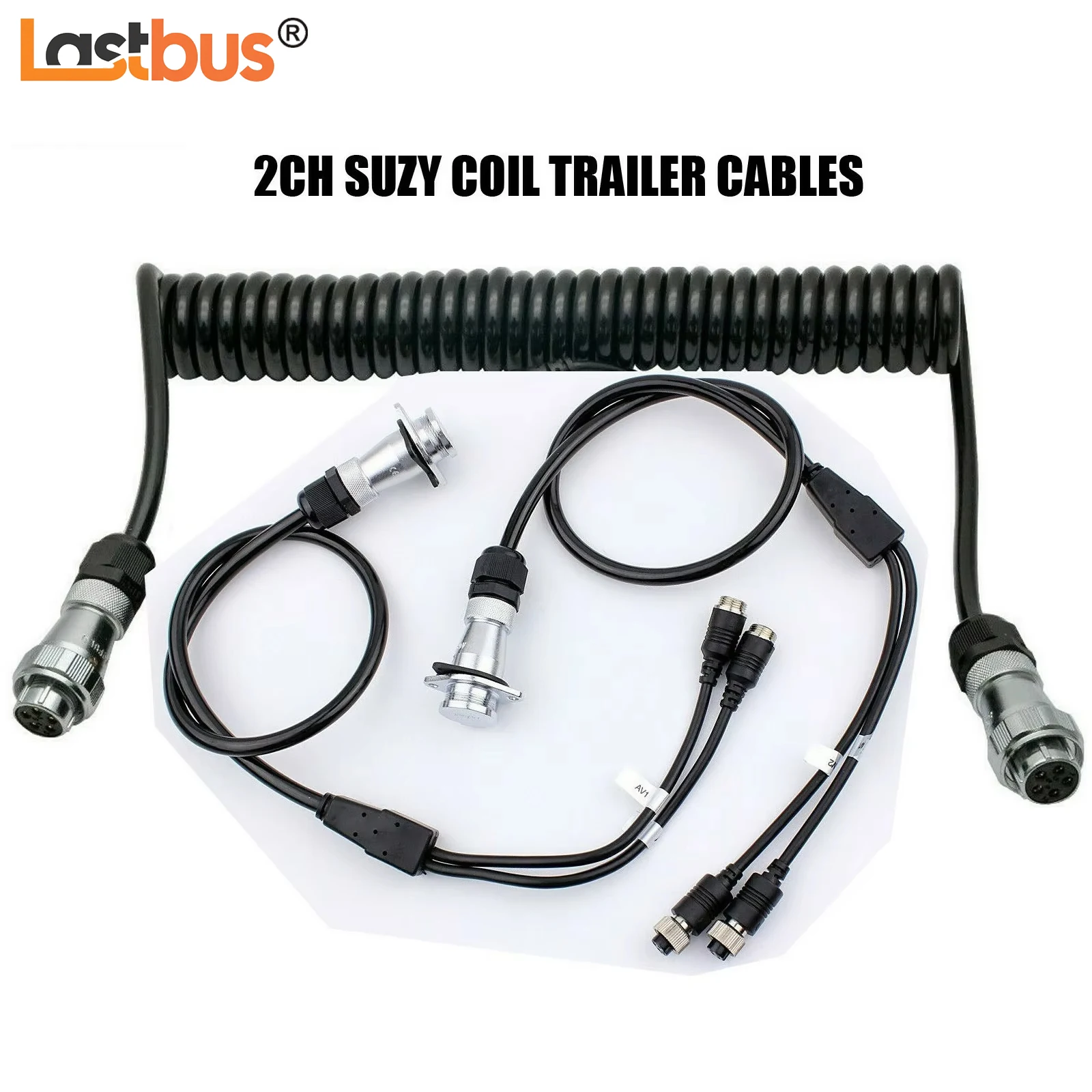 

Lastubs 2Ch Heavy Duty Spring Trailer Cable Suzy Coil Cables For Reverse Camera Truck