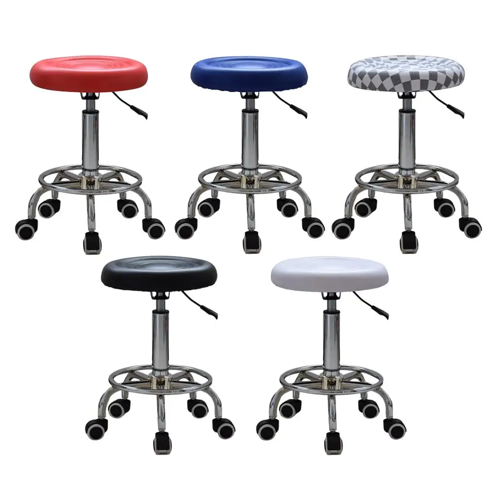 

Black/Red/Blue/White/Plaid 5 Colors Waterproof and Oildproof PU Round Stool Chair Height Adjustable for Home Decoration