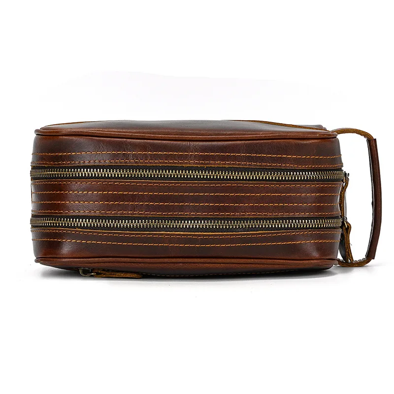 Genuine Leather Vintage Clutch, Multi-functional Storage Bag, Casual Toiletry & Cosmetic Organizer