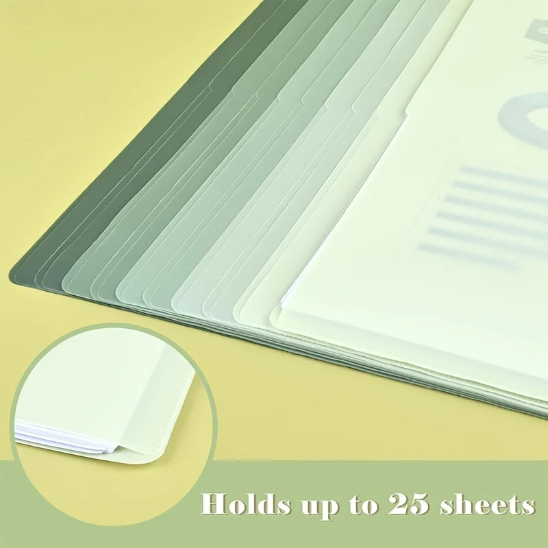 5pcs A4 Gradient Folder Insert Thickened Test Paper Storage Bag Information Ticket Storage Book