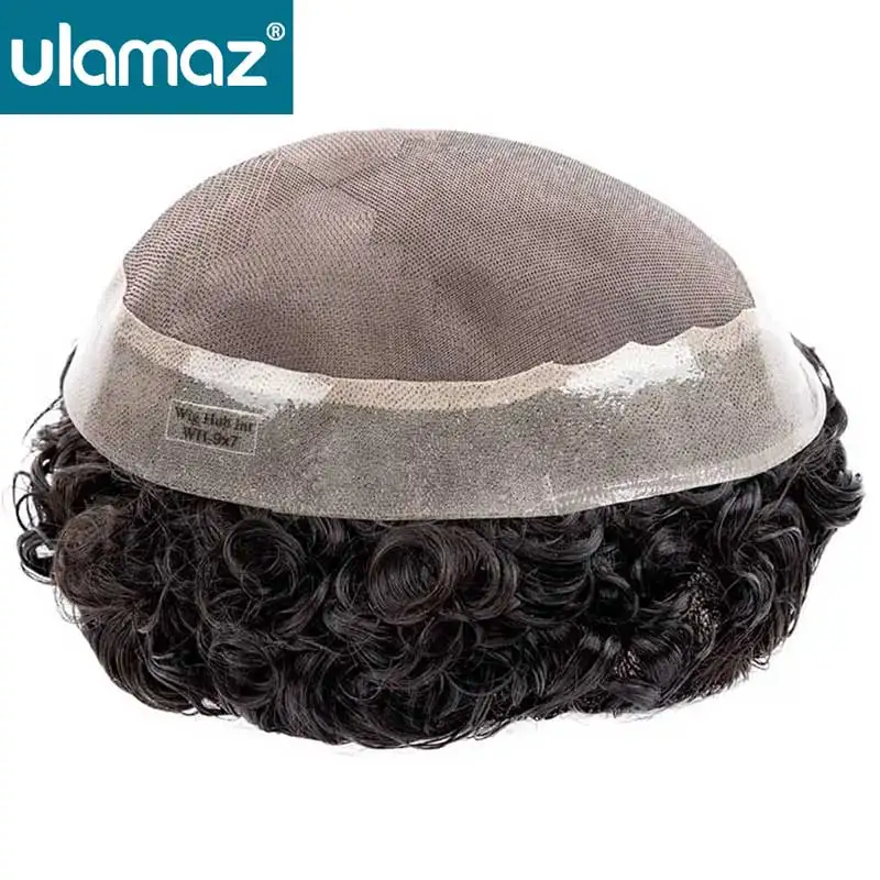 Curly Toupee Sturdy Mono Male Hair Prosthesis Indian Remy Hair Wigs Man Microskin Hair Piece Afro Curly Hair System For Men